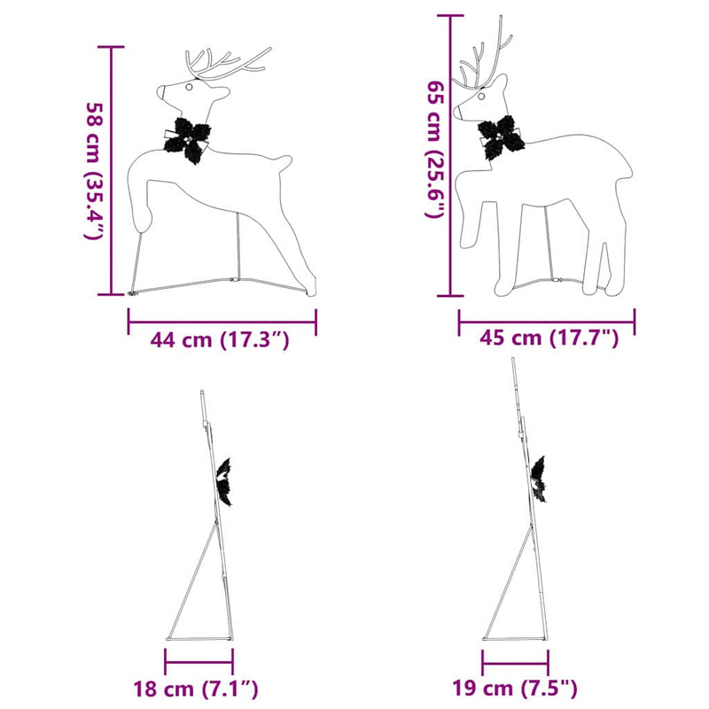 vidaXL LED Reindeers 4 pcs Gold Fabric