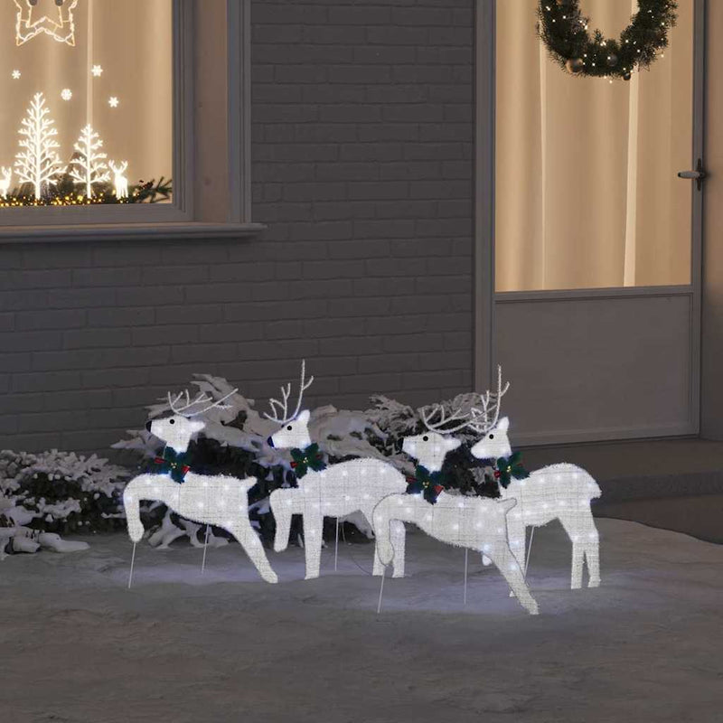 vidaXL LED Reindeers 4 pcs Silver Fabric