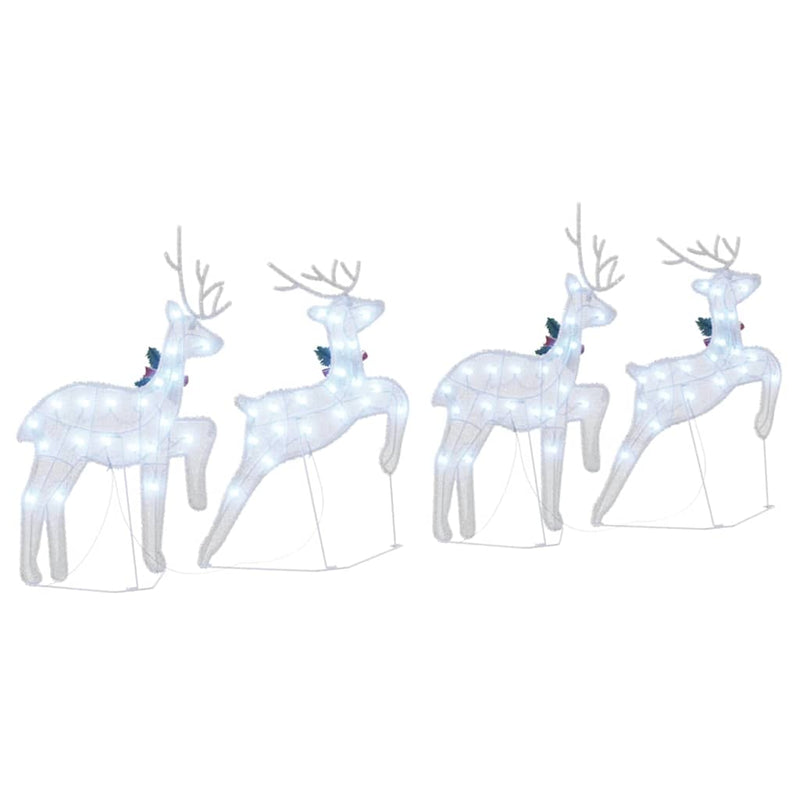 vidaXL LED Reindeers 4 pcs Silver Fabric