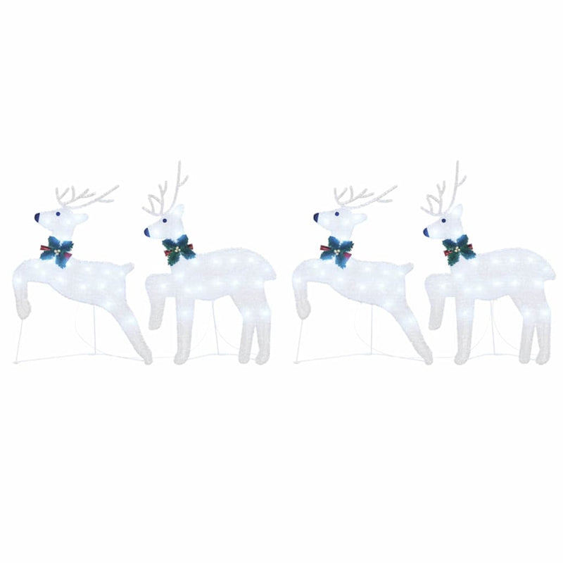 vidaXL LED Reindeers 4 pcs Silver Fabric