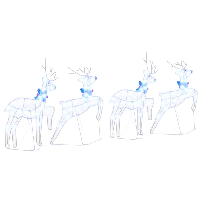 vidaXL LED Reindeers 4 pcs White Fabric
