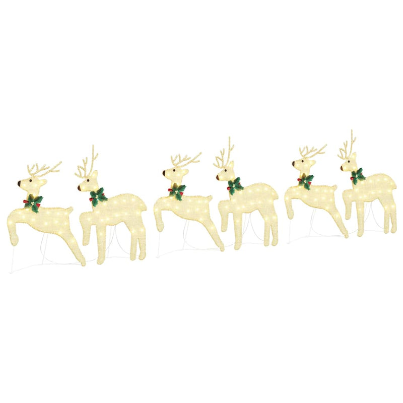 vidaXL LED Reindeers 6 pcs Gold Fabric