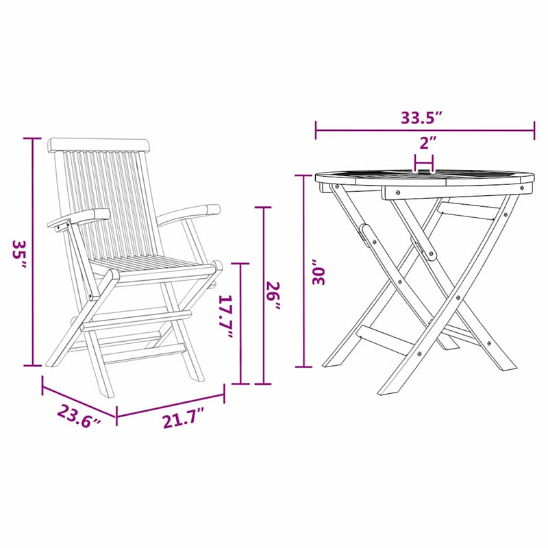vidaXL Garden Dining Set 2 pcs Brown Solid teak wood