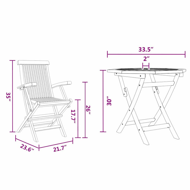 vidaXL Garden Dining Set 2 pcs Brown Solid teak wood