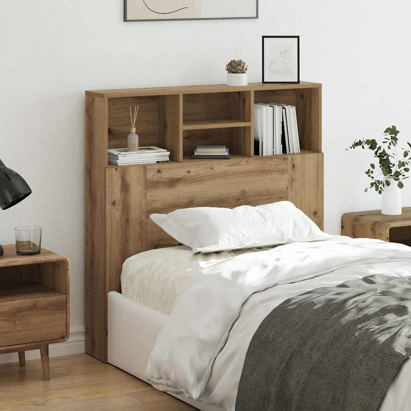 vidaXL Headboard Cabinet with Shelf Artisan Oak 100 x 19 x 103,5 cm