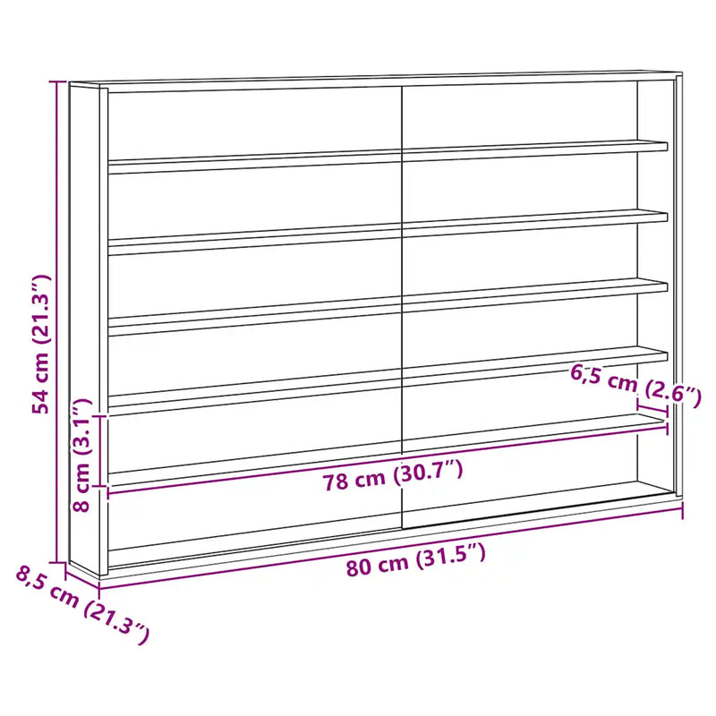 Wall Display Case with Shelf Beige 80 x 8,5 x 54 cm Plywood
