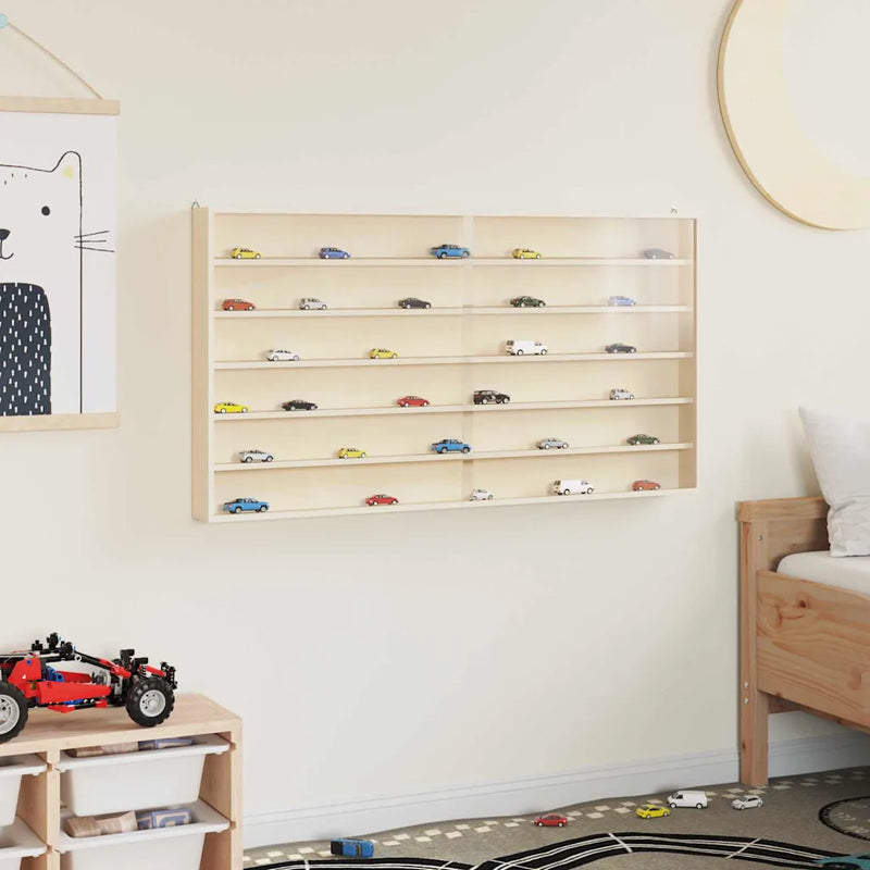 Wall Display Case with Shelf Beige 100 x 8,5 x 54 cm Plywood