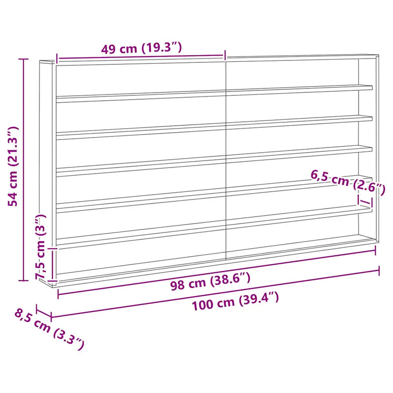 Wall Display Case with Shelf Beige 100 x 8,5 x 54 cm Plywood