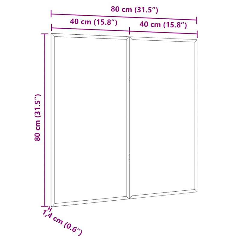 vidaXL Bulletin Board Folding White 80 x 80 x 1.4 cm Solid pine wood