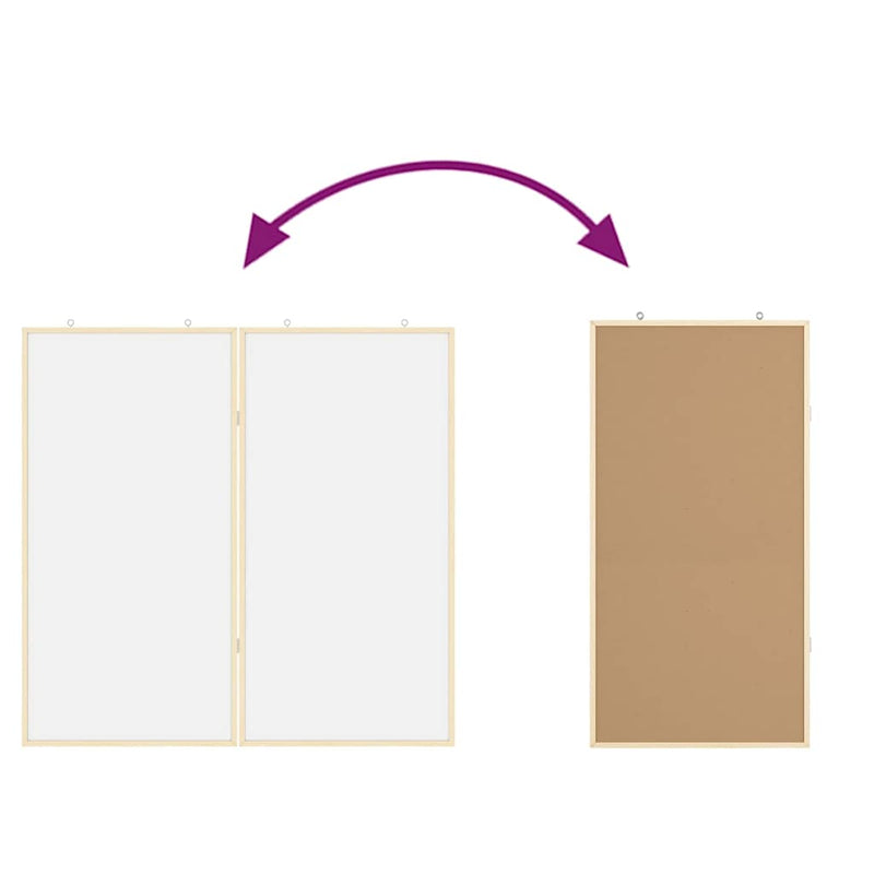 vidaXL Bulletin Board Folding White 80 x 80 x 1.4 cm Solid pine wood