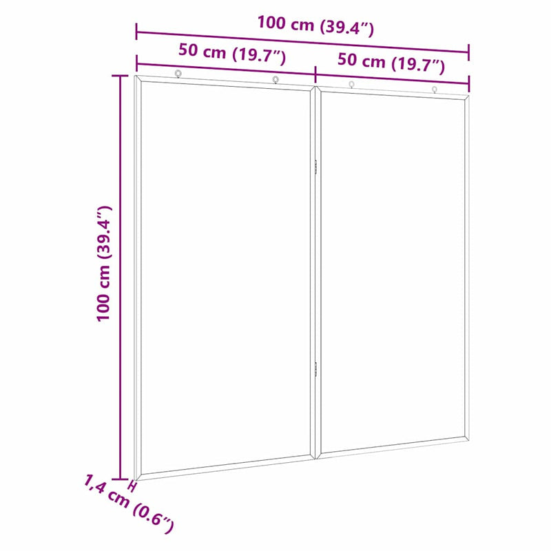vidaXL Bulletin Board Folding White 80 x 80 x 1.4 cm Solid pine wood
