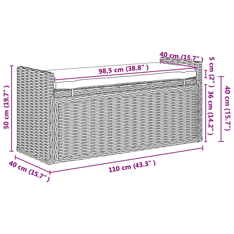 Storage Bench GENDT Natural 110 x 40 x 50 cm Rattan
