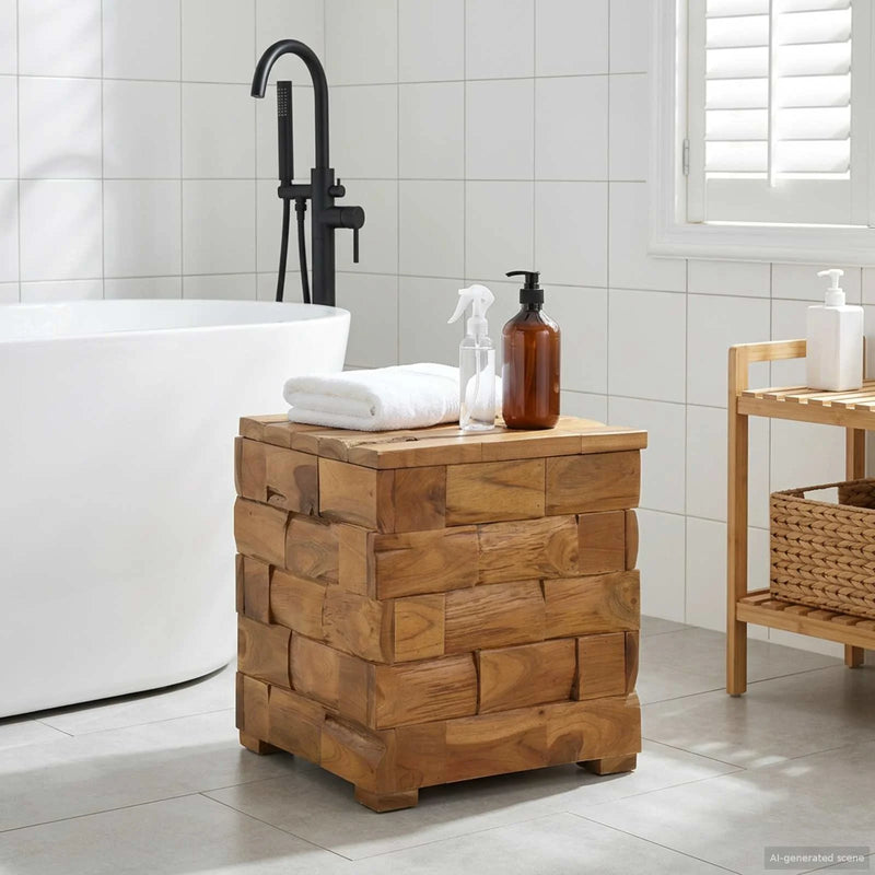 Storage Stool Brown 40.5 x 39.5 x 45 cm Solid Teak Wood
