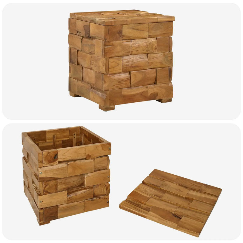 Storage Stool Brown 40.5 x 39.5 x 45 cm Solid Teak Wood