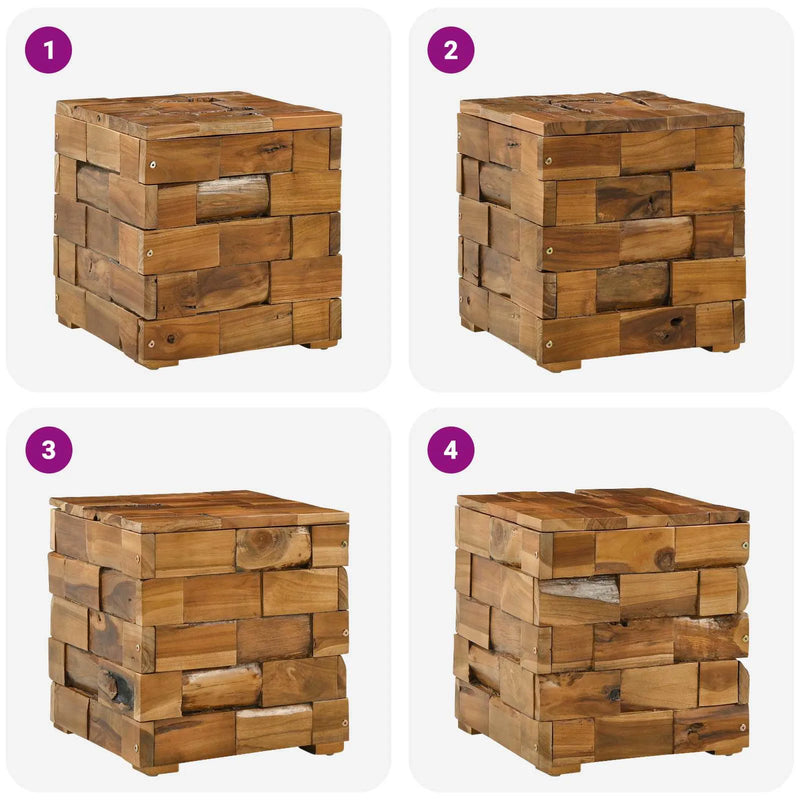 Storage Stool Brown 40.5 x 39.5 x 45 cm Solid Teak Wood