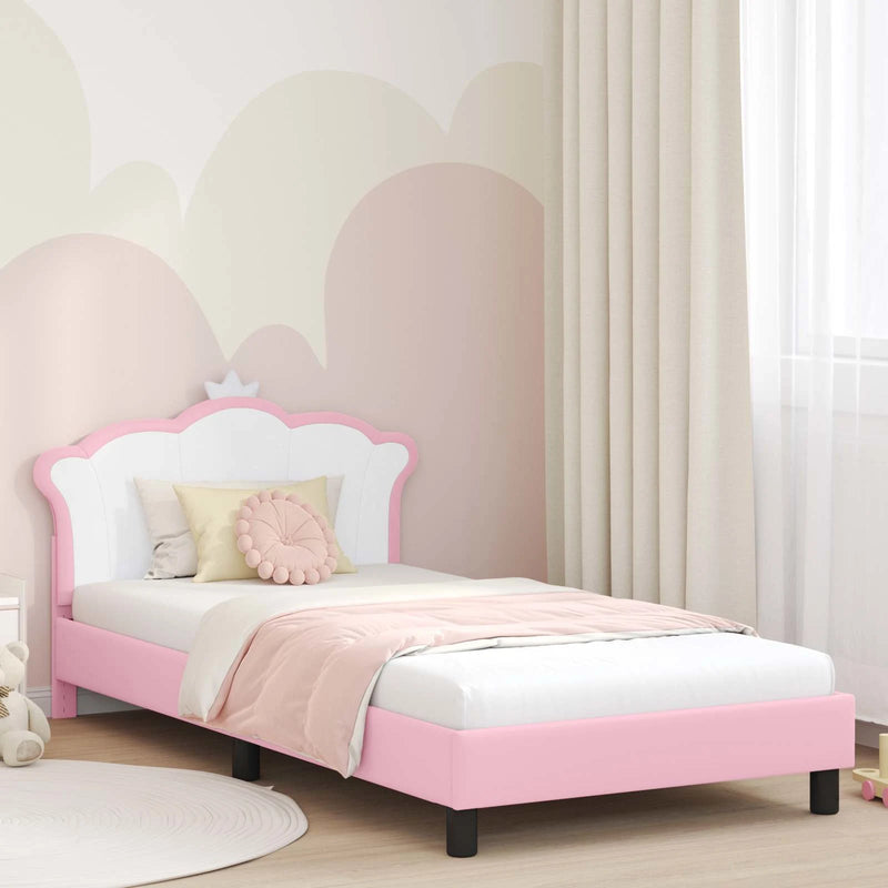 Kids'Bed Frame with Headboard Pink 90 x 190 cm PU