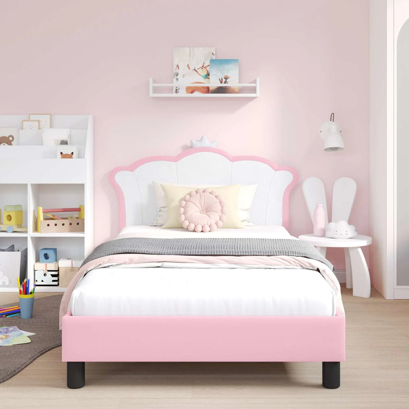 Kids'Bed Frame with Headboard Pink 90 x 190 cm PU
