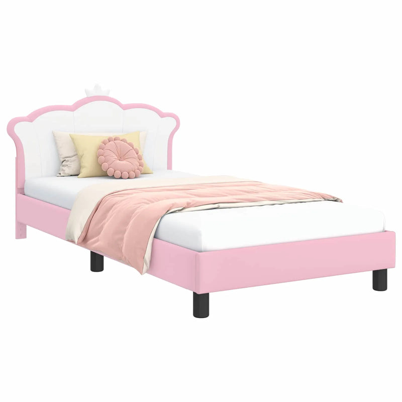 Kids'Bed Frame with Headboard Pink 90 x 190 cm PU