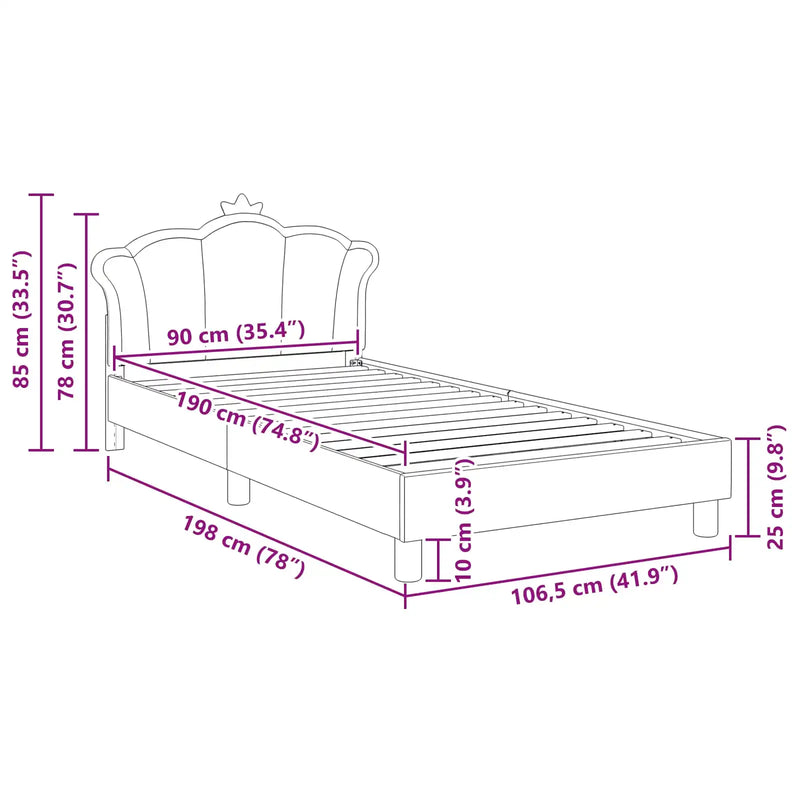 Kids'Bed Frame with Headboard Pink 90 x 190 cm PU