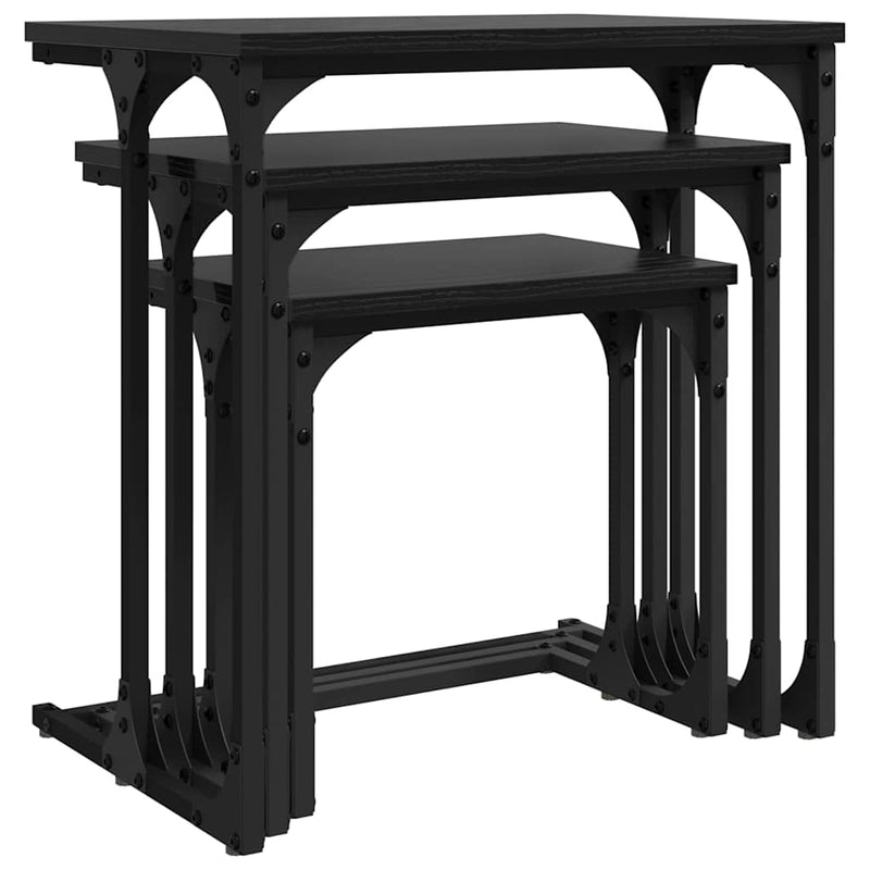 vidaXL Nesting Coffee Table 3 pcs Black oak 50.5 x 35 x 53 cm
