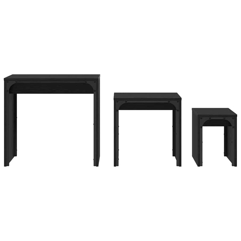 vidaXL Nesting Coffee Table 3 pcs Black oak 60 x 35 x 56 cm