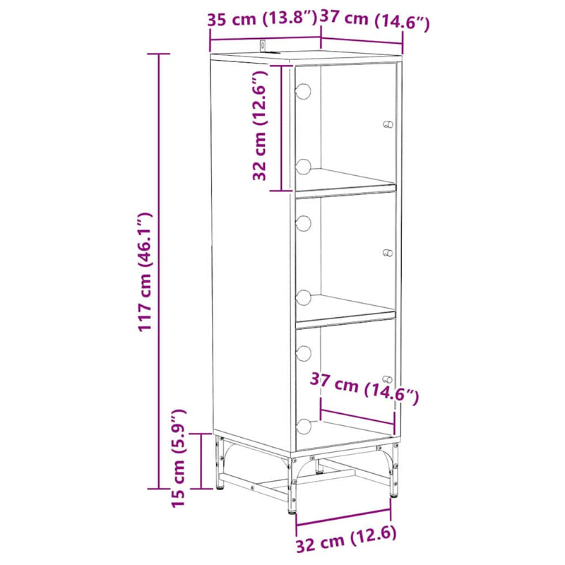 vidaXL Highboard Black oak 35 x 37 x 117 cm Engineered wood