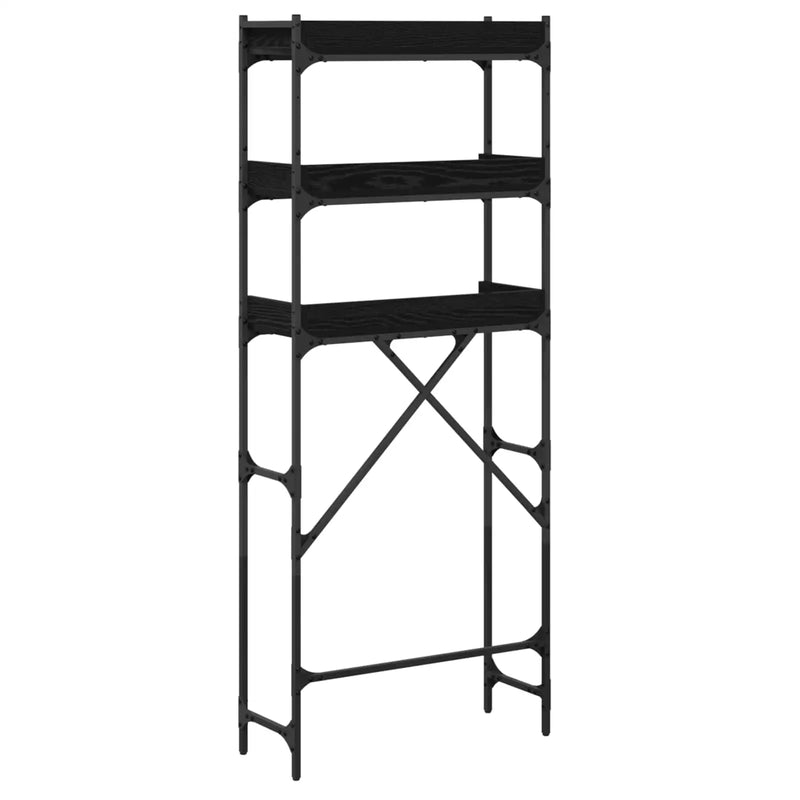 Washing Machine Shelf with Shelf Black 0ak 67 x 25 x 163 cm