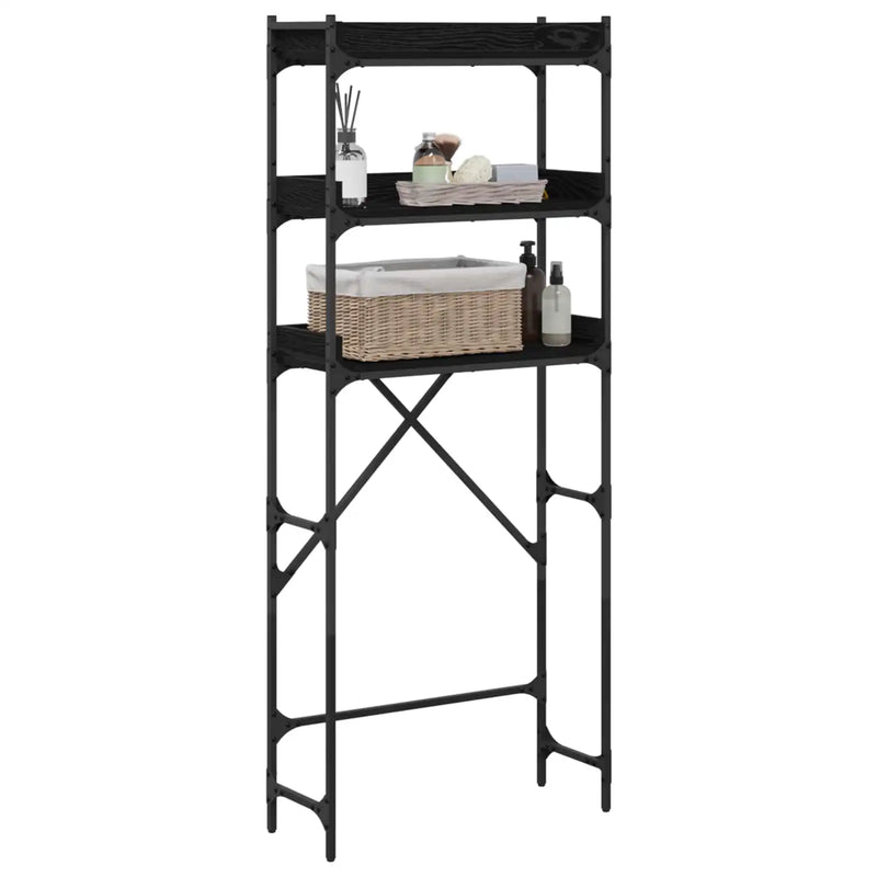 Washing Machine Shelf with Shelf Black 0ak 67 x 25 x 163 cm
