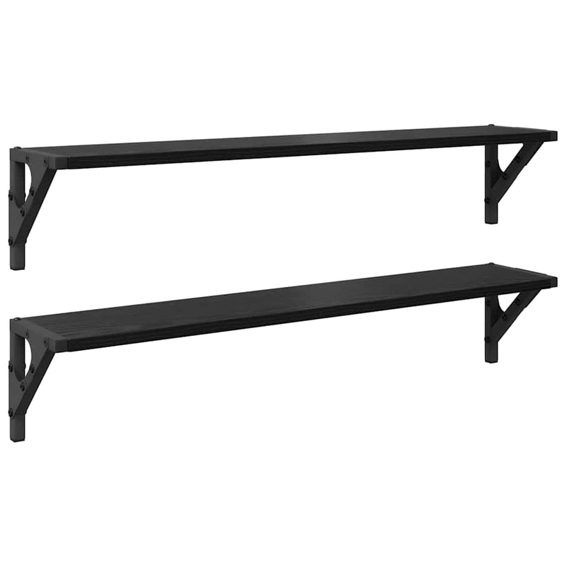 vidaXL Wall Shelves 2 pcs Black Oak 80 x 15 x 15,5 cm Engineered Wood