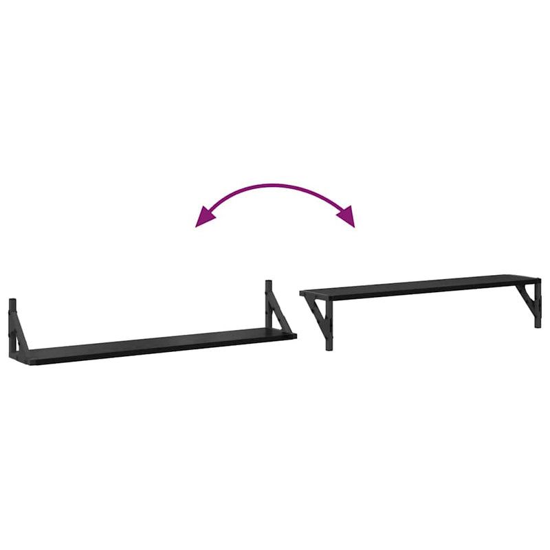 vidaXL Wall Shelves 2 pcs Black Oak 80 x 15 x 15,5 cm Engineered Wood