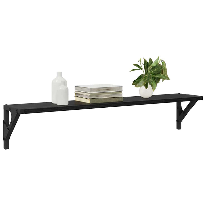 vidaXL Wall Shelves 2 pcs Black Oak 80 x 15 x 15,5 cm Engineered Wood