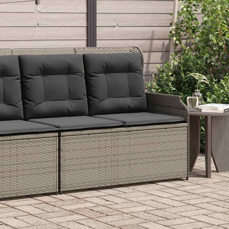 vidaXL Garden Bench with Cushion Grey Poly Rattan