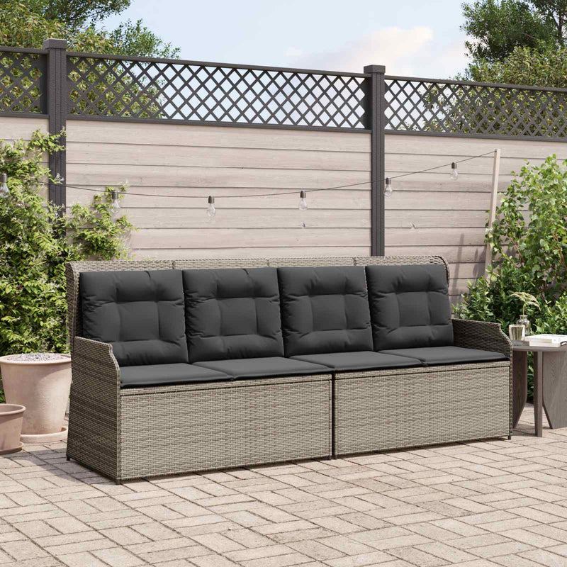 vidaXL Garden Bench with Cushion Grey Poly Rattan