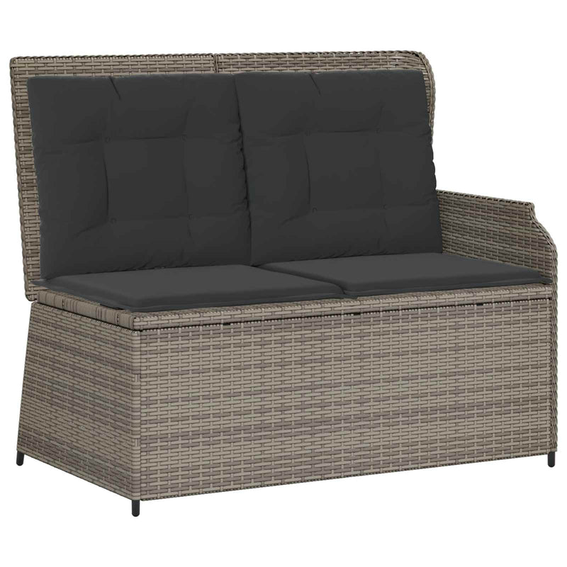 vidaXL Garden Bench with Cushion Grey Poly Rattan