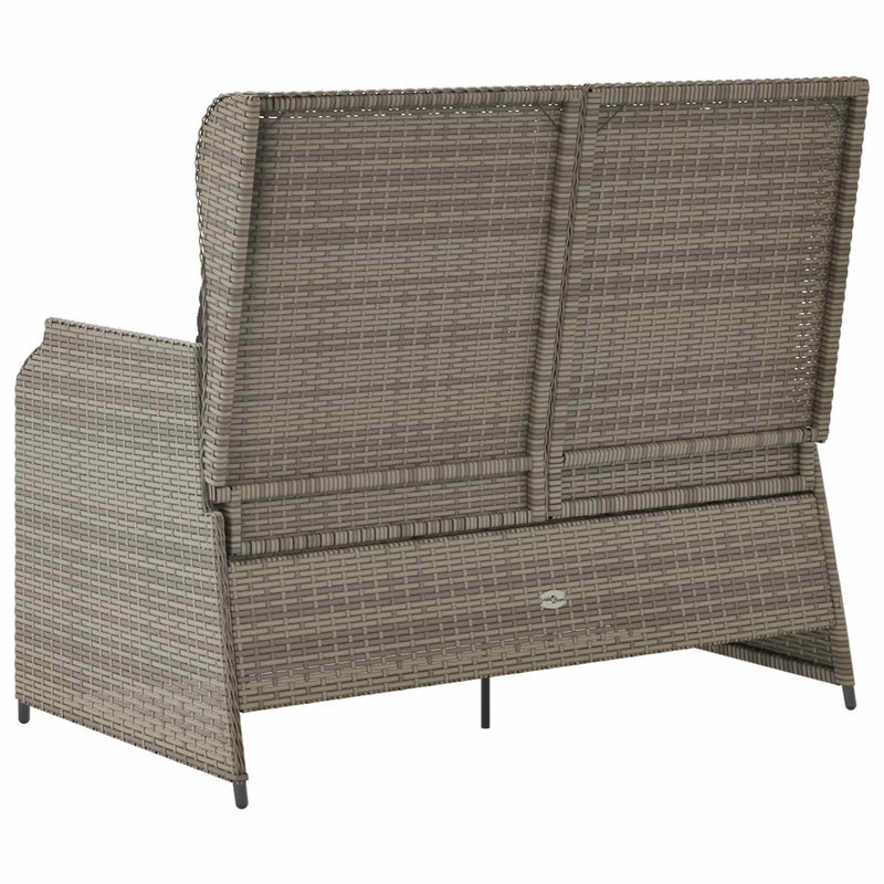 vidaXL Garden Bench with Cushion Grey Poly Rattan