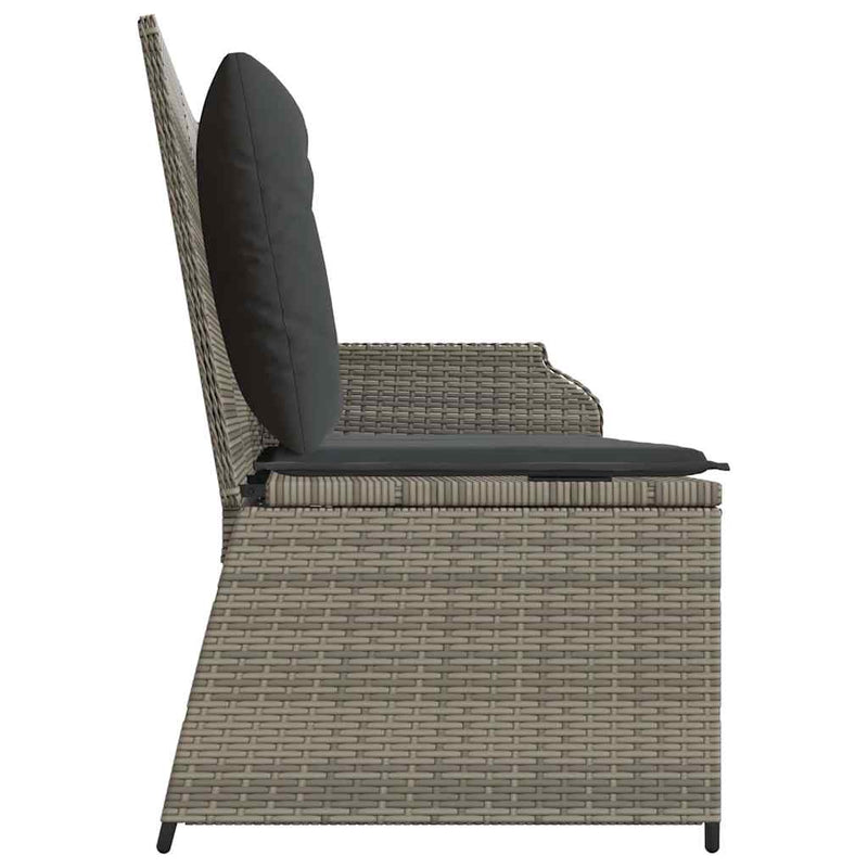vidaXL Garden Bench with Cushion Grey Poly Rattan