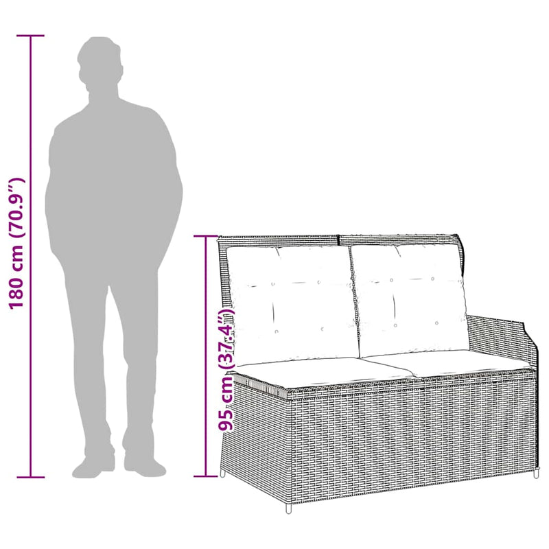 vidaXL Garden Bench with Cushion Grey Poly Rattan