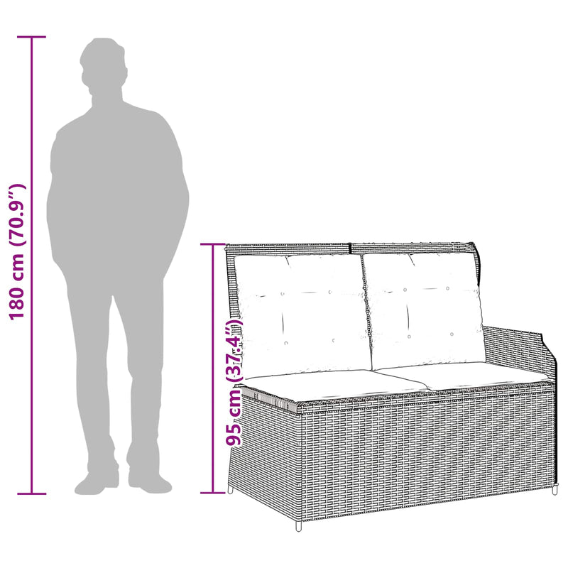vidaXL Garden Bench with Cushion Grey Poly Rattan