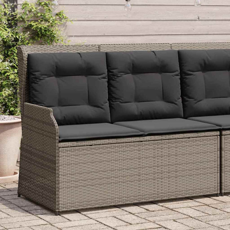 vidaXL Garden Bench with Cushion Grey Poly rattan