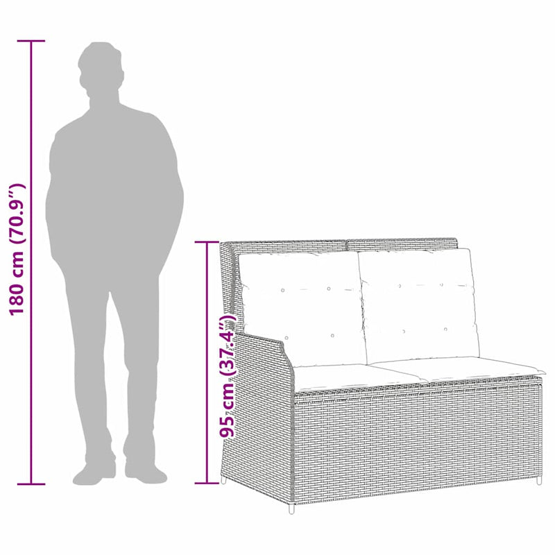 vidaXL Garden Bench with Cushion Grey Poly rattan