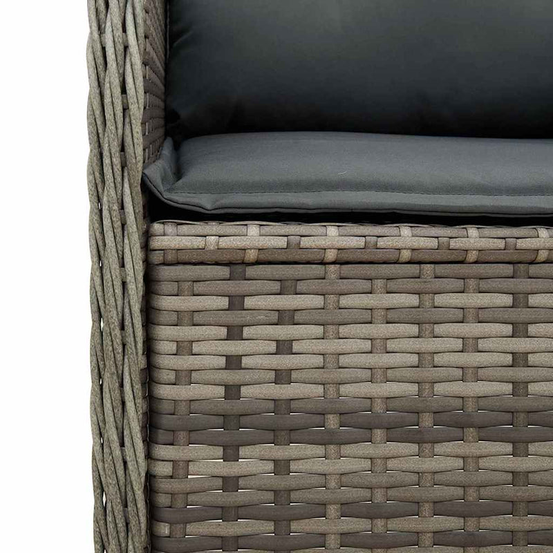 vidaXL Garden Bench with Cushion Grey Poly rattan