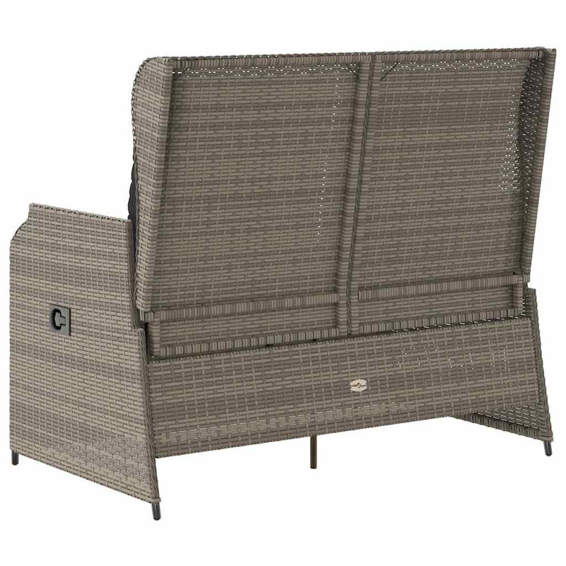 vidaXL Garden Bench with Cushion Grey Poly rattan