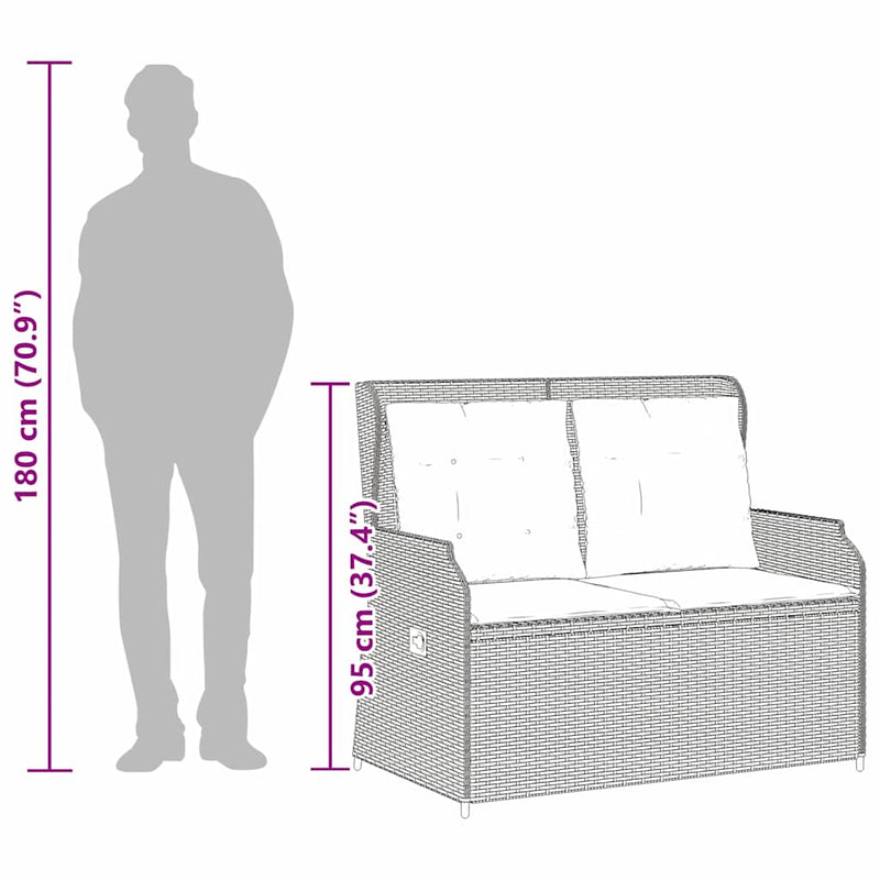 vidaXL Garden Bench with Cushion Grey Poly rattan