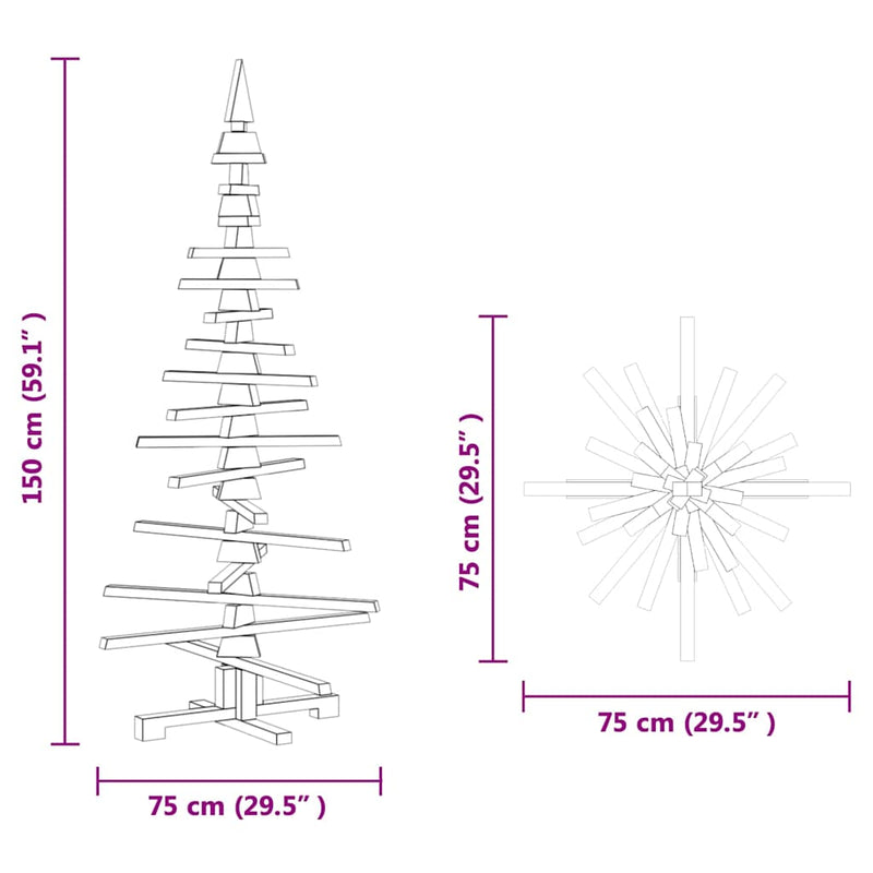 vidaXL Wooden Christmas Tree with Stand Brown 150 cm Solid pine wood