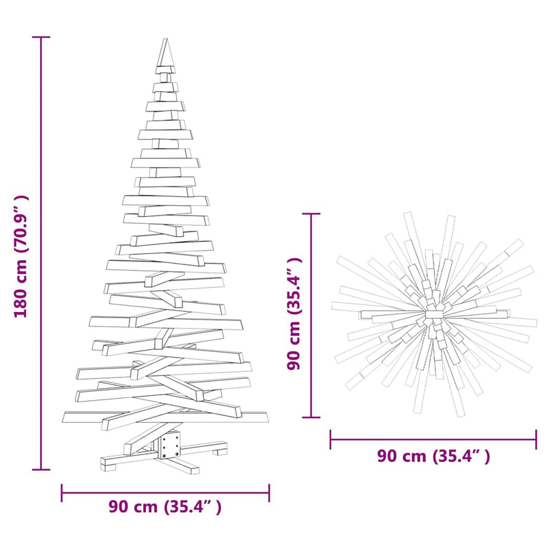 vidaXL Christmas Trees with Stand Natural 180 cm Solid pine wood