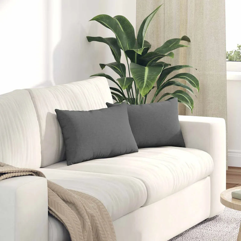 Sofa Pillows 2 pcs Dark Grey 50 x 30 cm Fabric