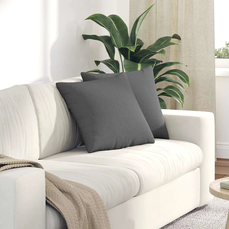 Sofa Pillows 2 pcs Dark Grey 45 x 45 cm Fabric