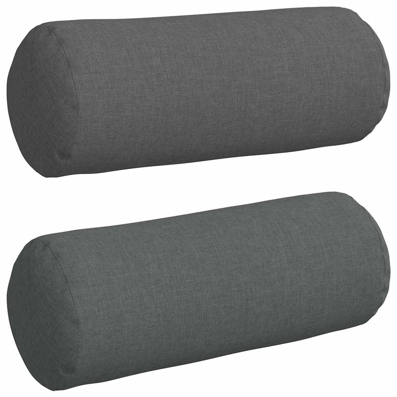 Bolster Pillows 2 pcs Dark Grey �� 15 x 40 cm Fabric