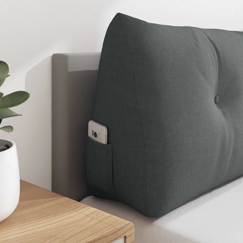 Back Pillow Dark Grey 140 x 24 x 50 cm Fabric