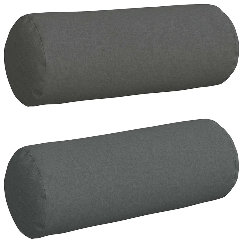 Bolster Pillows 2 pcs Dark Grey �� 25 x 70 cm Fabric